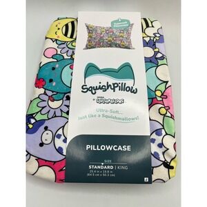 Squishmallows Standard/King Size Ultra-Soft Pillowcase With Cute Food & Characte